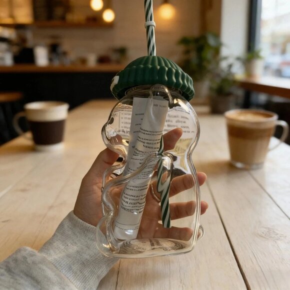 Starbucks Barista Bear Glass Cup(591ml) Limited Edition Christmas Cup 2026 NEW - Picture 3 of 4